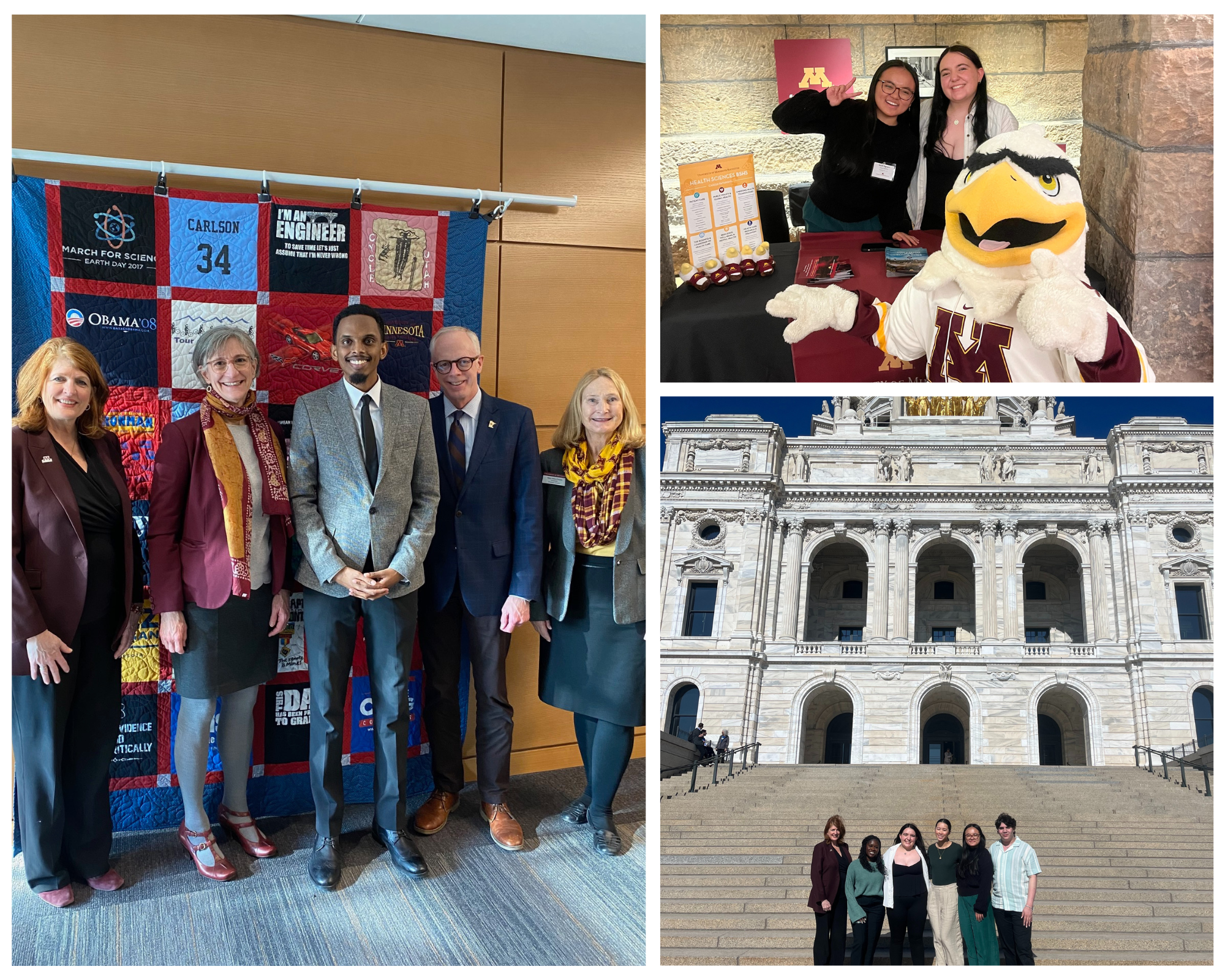 Collage of students, Chancellor, and other UMN representatives at the Day of the Capitol