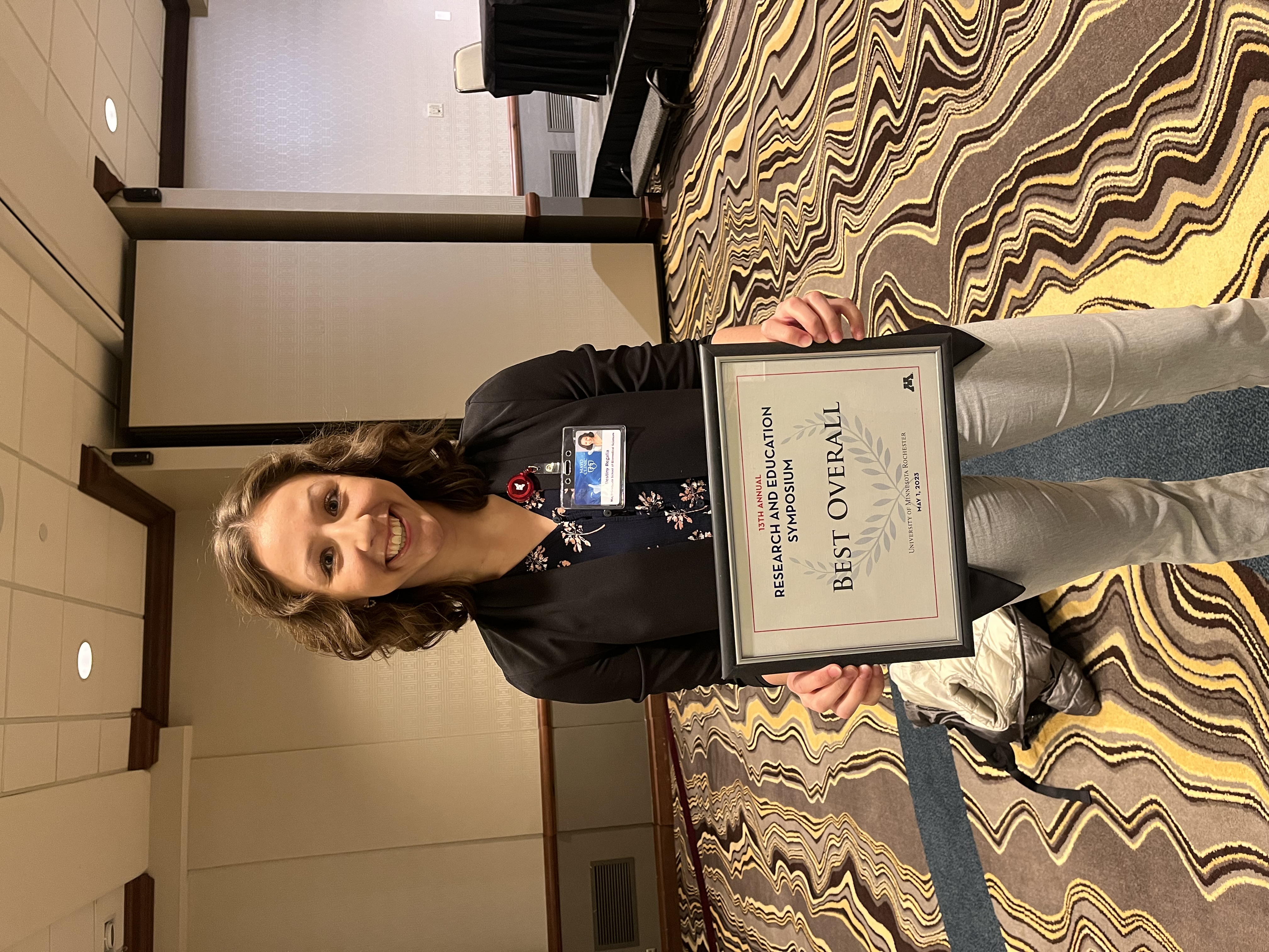 UMR student holding plaque award for Best Overall