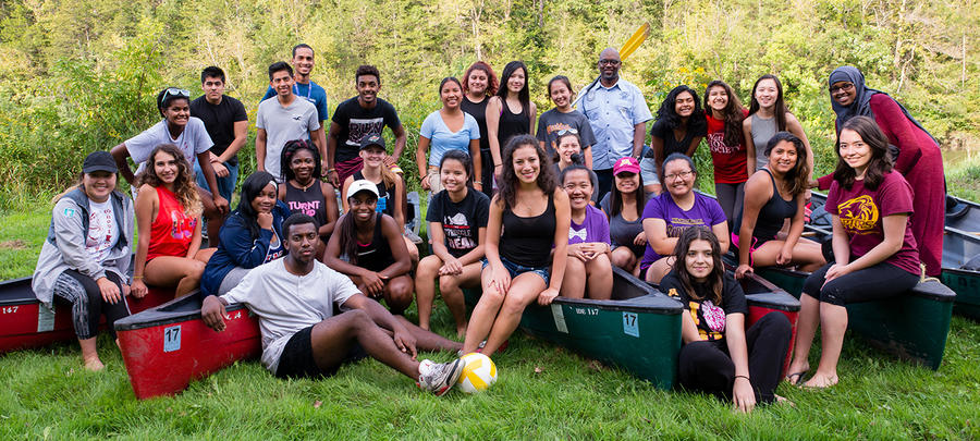 Health CORE UMR students smiling after a day of canoeing